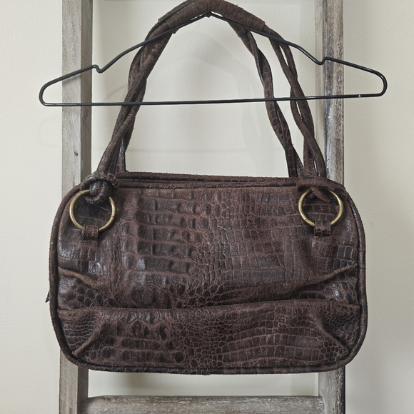 ⭐️40% Off⭐️ Donna Dixon Brown Crocodile Embossed Leather Shoulder Bag - Picture 3 of 16